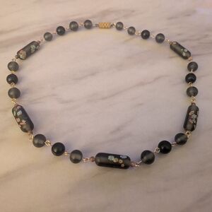Vintage Japanese Glass Tombo Dama Bead Necklace